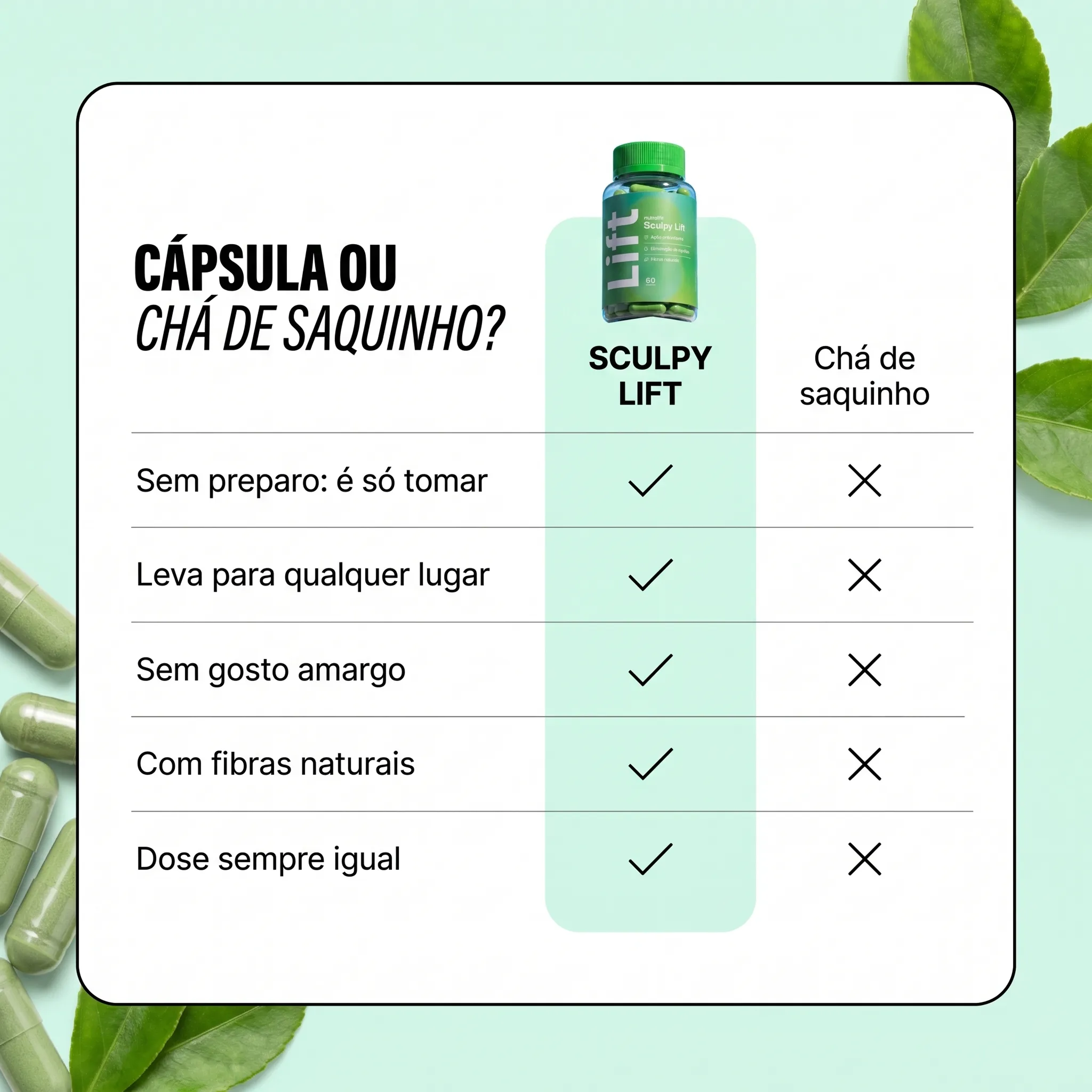 Cápsula ou chá de saquinho