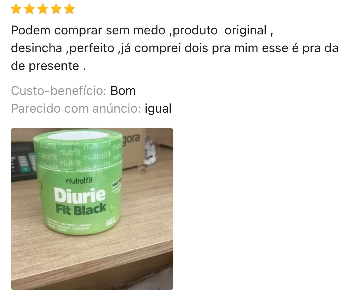 Pote de Diurie Fit Black maçã verde da cliente